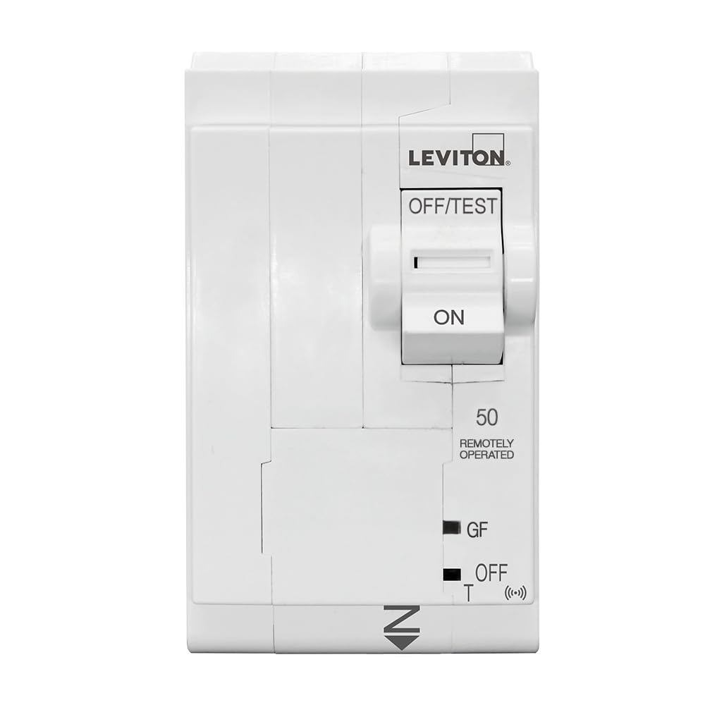 Leviton 2nd Gen Smart Circuit Breaker with Remote Control, GFPE, 2-Pole 50 Amp, 120/240-Volt and 120/208-Volt, 10kA Interrupt Rating, LB250-EST