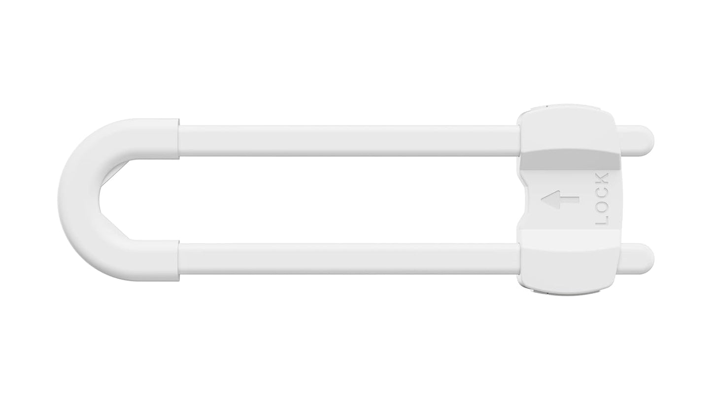 (3 pack white) 4 button Cabinet Locks, U-Shaped Proofing Drawers Safety Child Locks Adjustable, for Wardrobe,Kitchen,Bathroom,Drawer,Fridge,Cupboard Doors Knobs & Handles