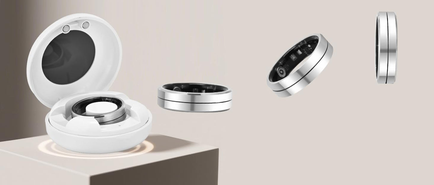 KppeX-X1 Smart Health Ring Kit-Nighttime Sleep Monitoring-Heart Rate-IP68 Waterproof Exercise Recording Fitness Tracker-No Subscription Fee Mixer#Steel Color (X1-10#)