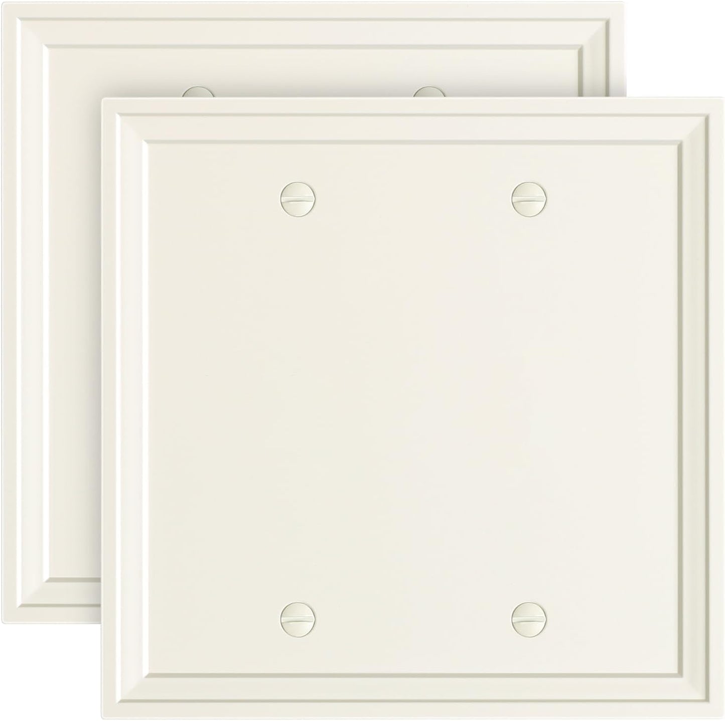 2-Pack Double Blank Outlet Cover Wall Plate, Natural Material Switch Plates Outlet Covers, Light Almond Decorative Wall Plates for Electrical Outlets