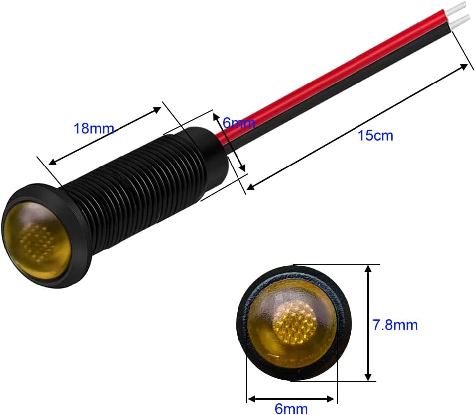10pcs LED Plastic Indicator Pilot Light 110VAC Mounting Hole Size 6mm(Orange)