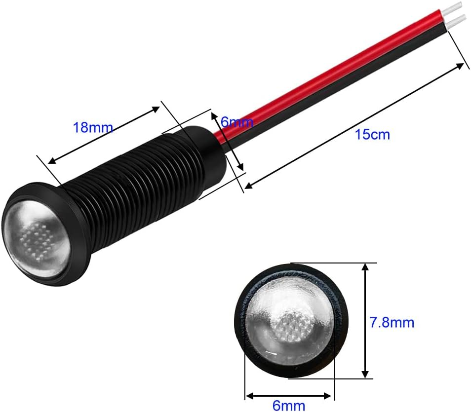 10pcs LED Plastic Indicator Pilot Light 110VAC Mounting Hole Size 6mm(White)