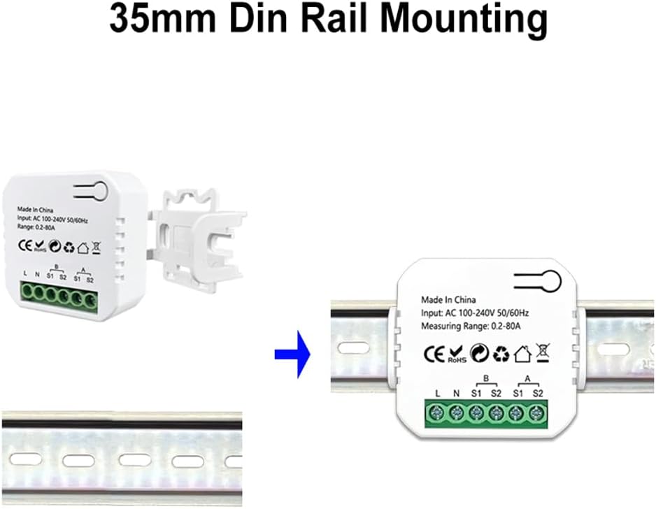 2 Channel Smart Energy Monitor with Tuya WiFi – Solar PV Power Meter, Bidirectional Electricity Usage Tracker, Real-Time Consumption & Production Monitoring, CT Sensors, Mobile App Control