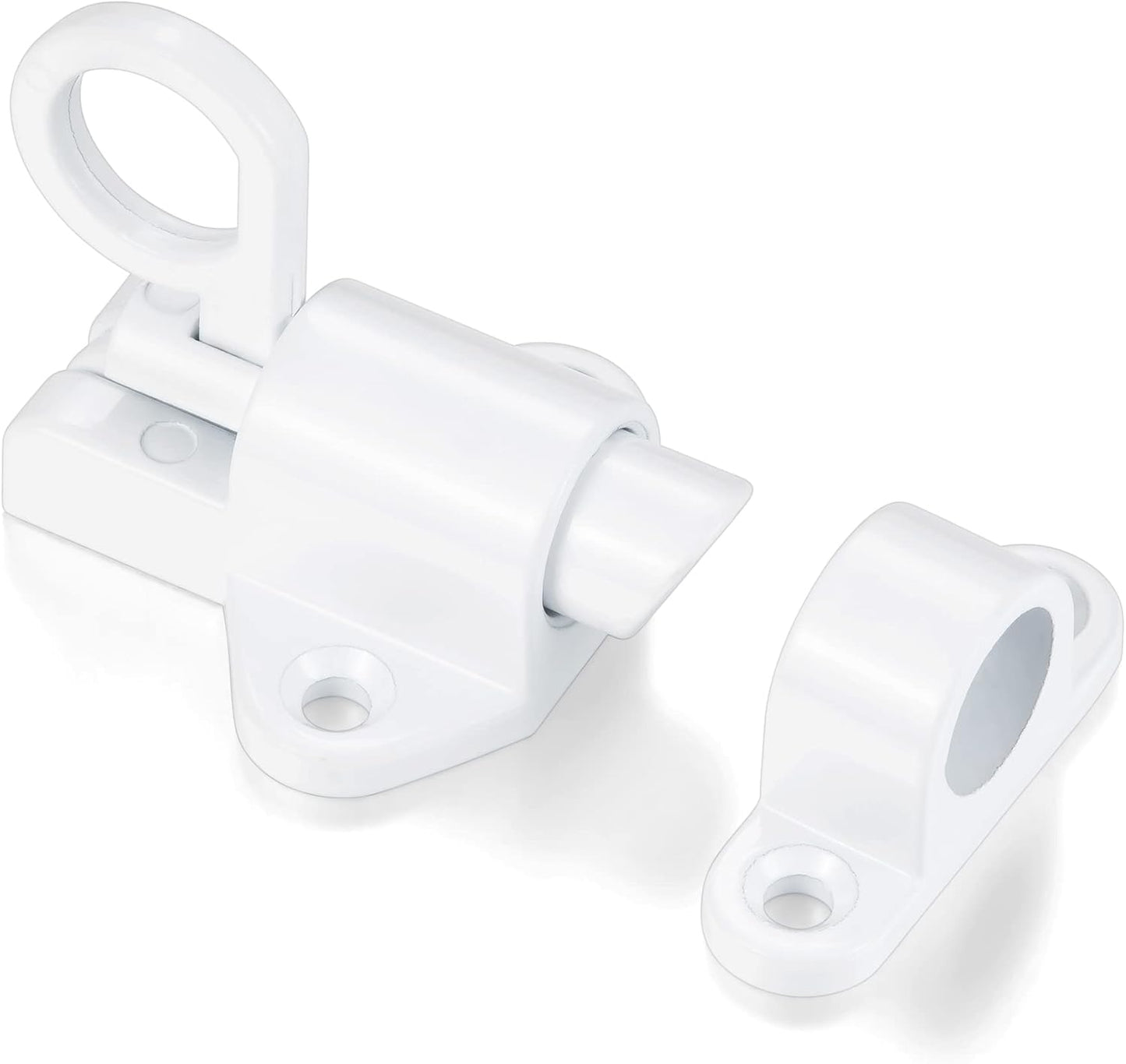 10 Packs Self-Closing Latches,White Spring Door Lock,Resilient Bolt Latch Aluminum Alloy Safety Automatic Spring Barrel Slide Door Lock with Screws,Used for Gate,Window and Cabinet etc