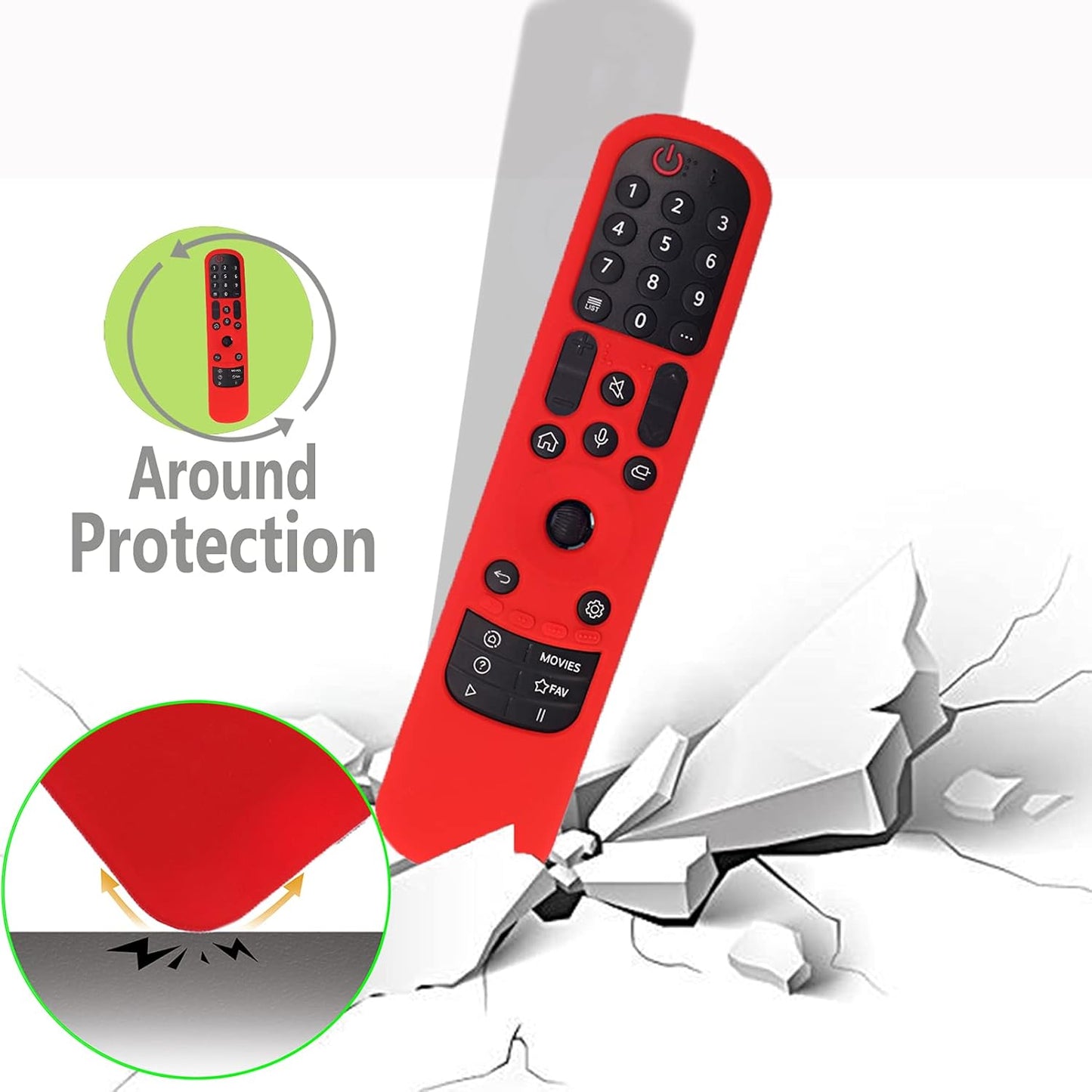 Hi Color Silicone Cover for MR24GA/MR21GA/MR22GN/MR23GA Protective Case Compatible with LG Magic TV C2 C3 G3 OLED Remote Control Slicone Sleeve with Lanyard(Glow Green)