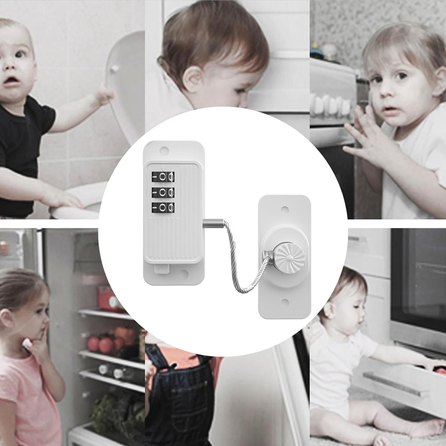Heavy Duty Combination Refrigerator Lock (4 Pack) - Cabinet Locks Baby Proofing, No Drilling Adhesive Fridge Locks, for Fridge, Cabinets, Drawers, Window and Child Safety Cabinet Lock