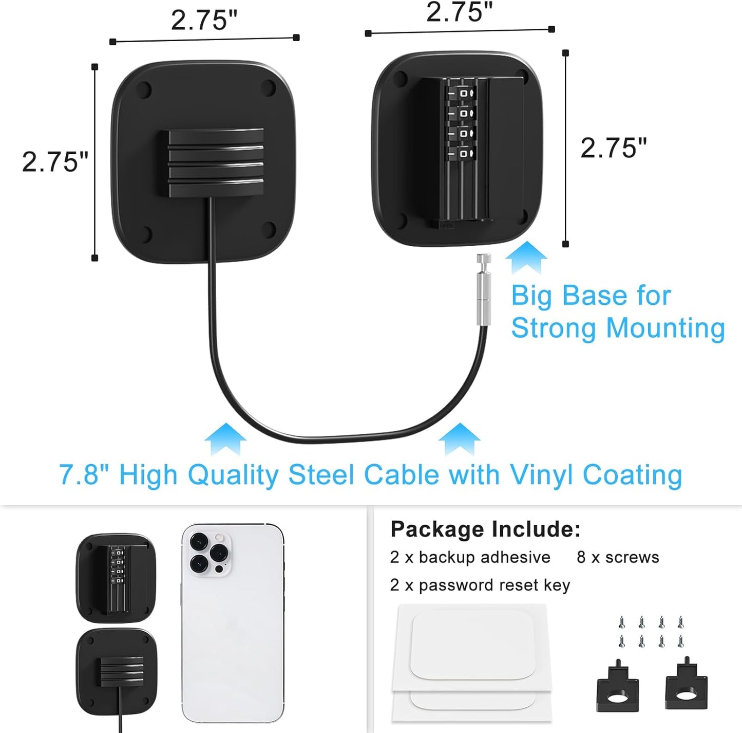 2 Pack Fridge Lock with Combination, No Key Required, Upgrade Refrigerator Lock with Adhesive and Screws, Freezer Cabinet Pantry Drawer Latch to Keep Door Closed, for Kids Adults Cats & Dogs, Black