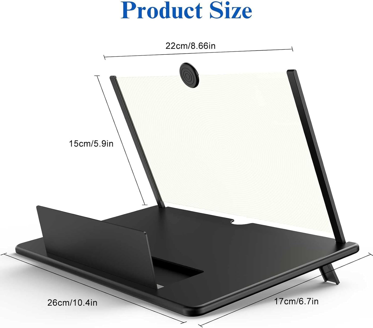 12" Screen Magnifier for Cell Phone,Fanlory 3D HD Magnifying Projector Screen Enlarger for Movies, Videos and Gaming, Foldable Phone Stand with Screen Amplifier,Compatible with All Smartphones