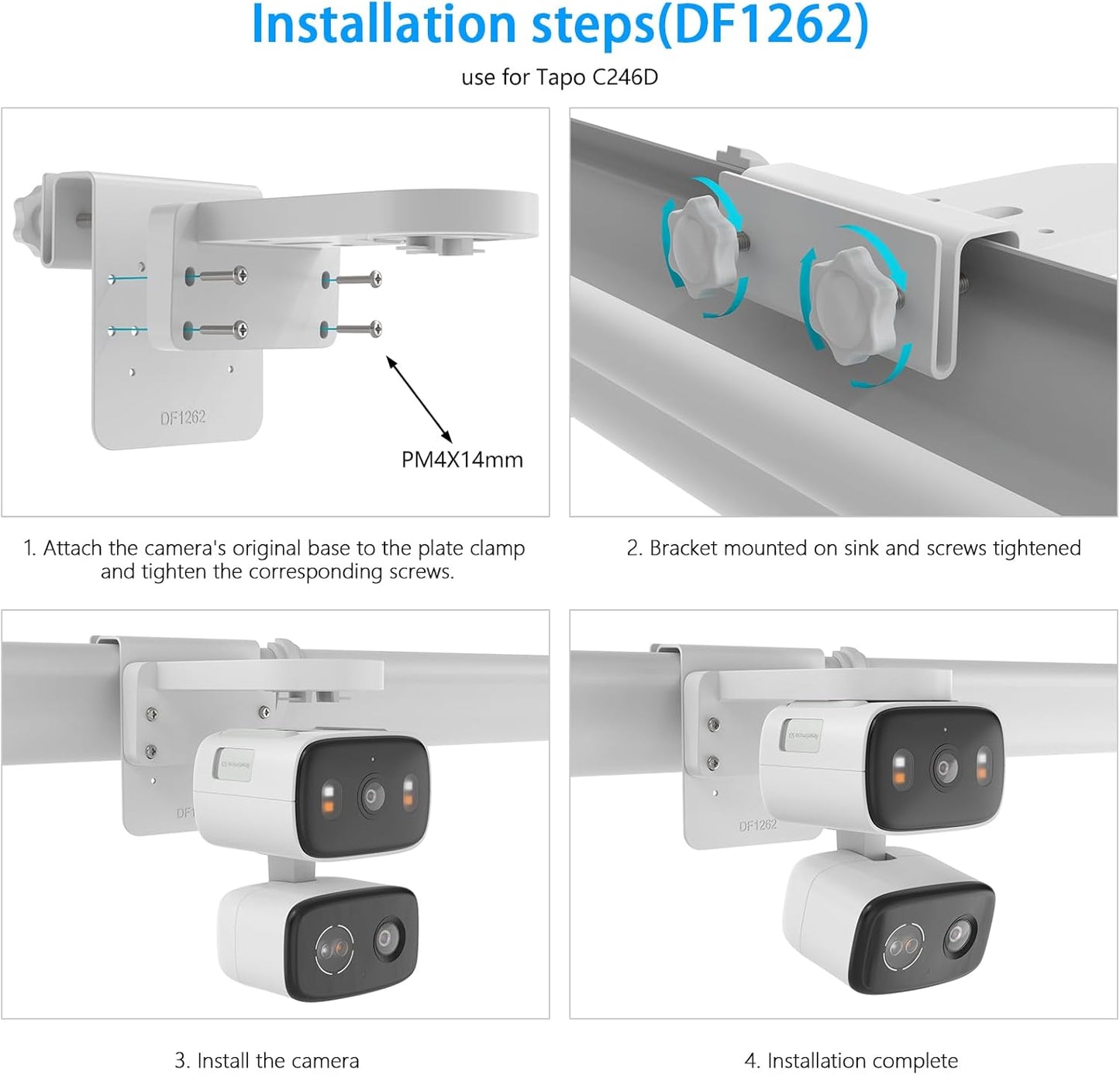 HOLACA Gutter Mount Compatible with Tapo 2K 3MP Indoor/Outdoor Dual Lens Pan/Tilt Security Camera, TP-Link Tapo C246D/C236/C216/C217/C113/C420/C400/C400 Kit/C460 Security Camera