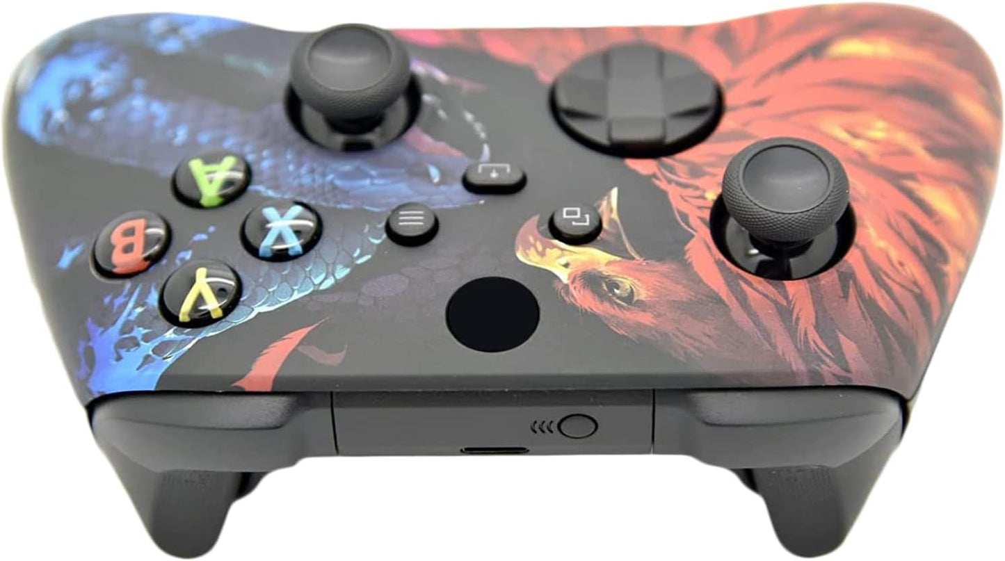 Hand Airbrushed Fade Custom Controller Compatible with Xbox Series X/S & Xbox One (Series X/S Bird V Snake)