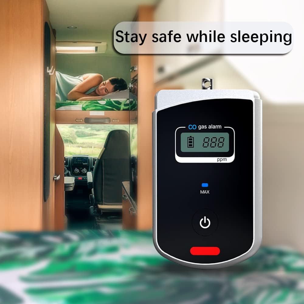 GZAIR Carbon Monoxide CO Detector, Car, RV, Aircraft, Boat, Bus, Truck, Vehicle Automotive CO Gas Alarm, Portable CO Meter for Travel, Police, Pilots, Drivers, and Campers