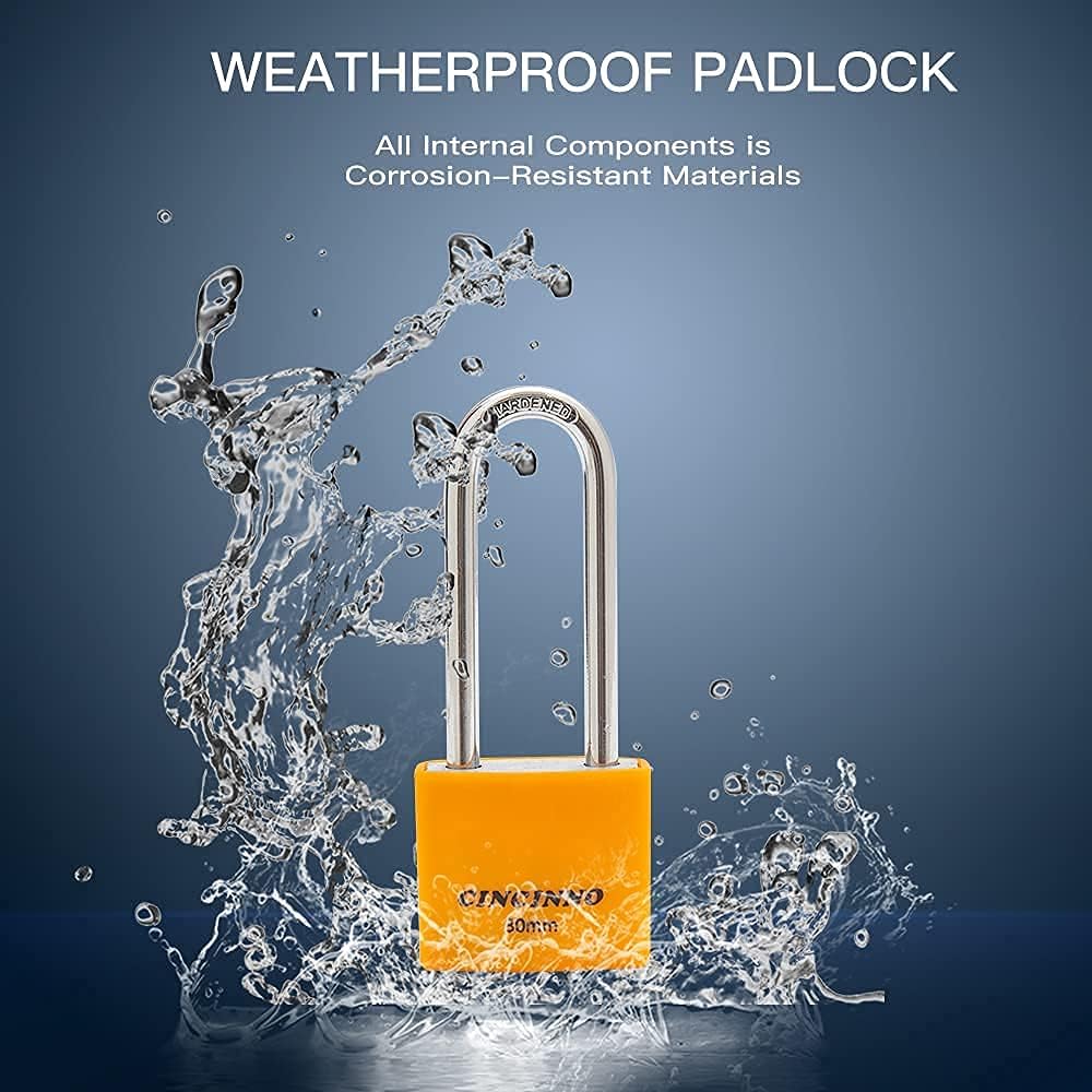 1-3/16 in. Small Aluminum Key Lock,Keyed Alike Padlocks with Long Shackle for School Gym Locker, Toolbox,12 Pack