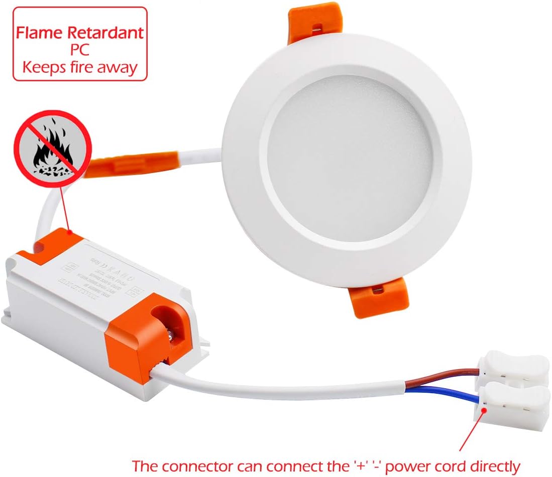 YGS-Tech 2 Inch LED Recessed Lighting, Dimmable Downlight 3W(35W Halogen Equivalent), CRI80, 5000K Daylight White Ceiling Light with LED Driver(4 Pack)