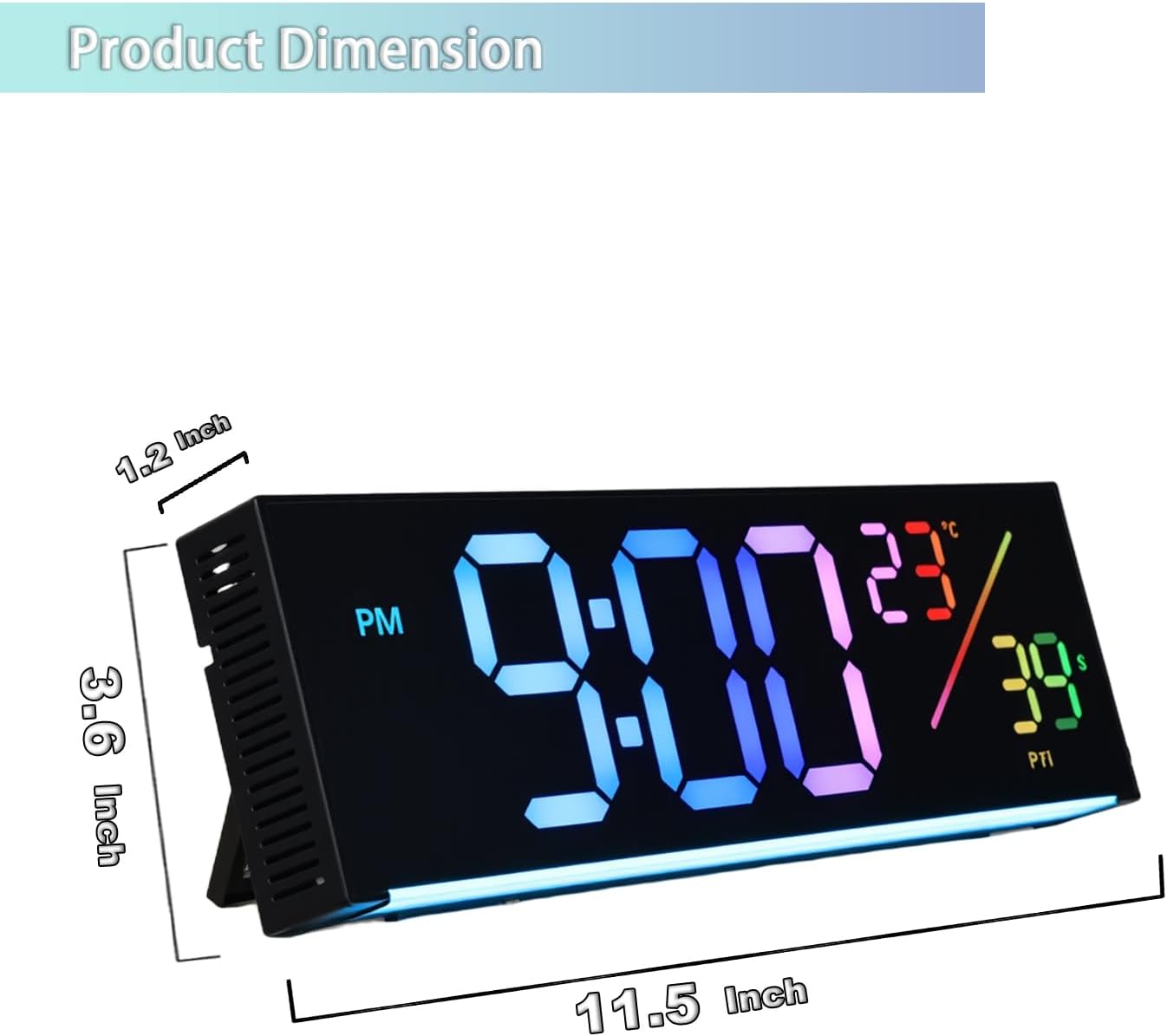 11-Inch LED Digital Wall Clock with RGB Flowing Light, Seconds,Date,Time,Temperature|Large Clear Display, Countdown Timer,Dual Alarms,Remote Control|Silent Modern Clock for Bedroom, Living Room,Office