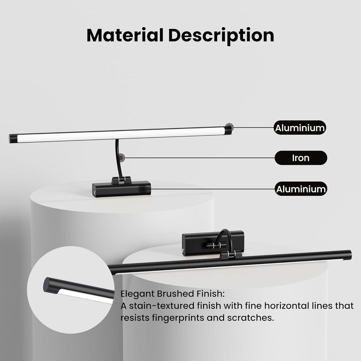 24" Picture Light with 8000mAh Battery - Black Operated Wireless Wall Sconce with Remote & Timer for Large Paintings, Photo, Canvas & Artwork