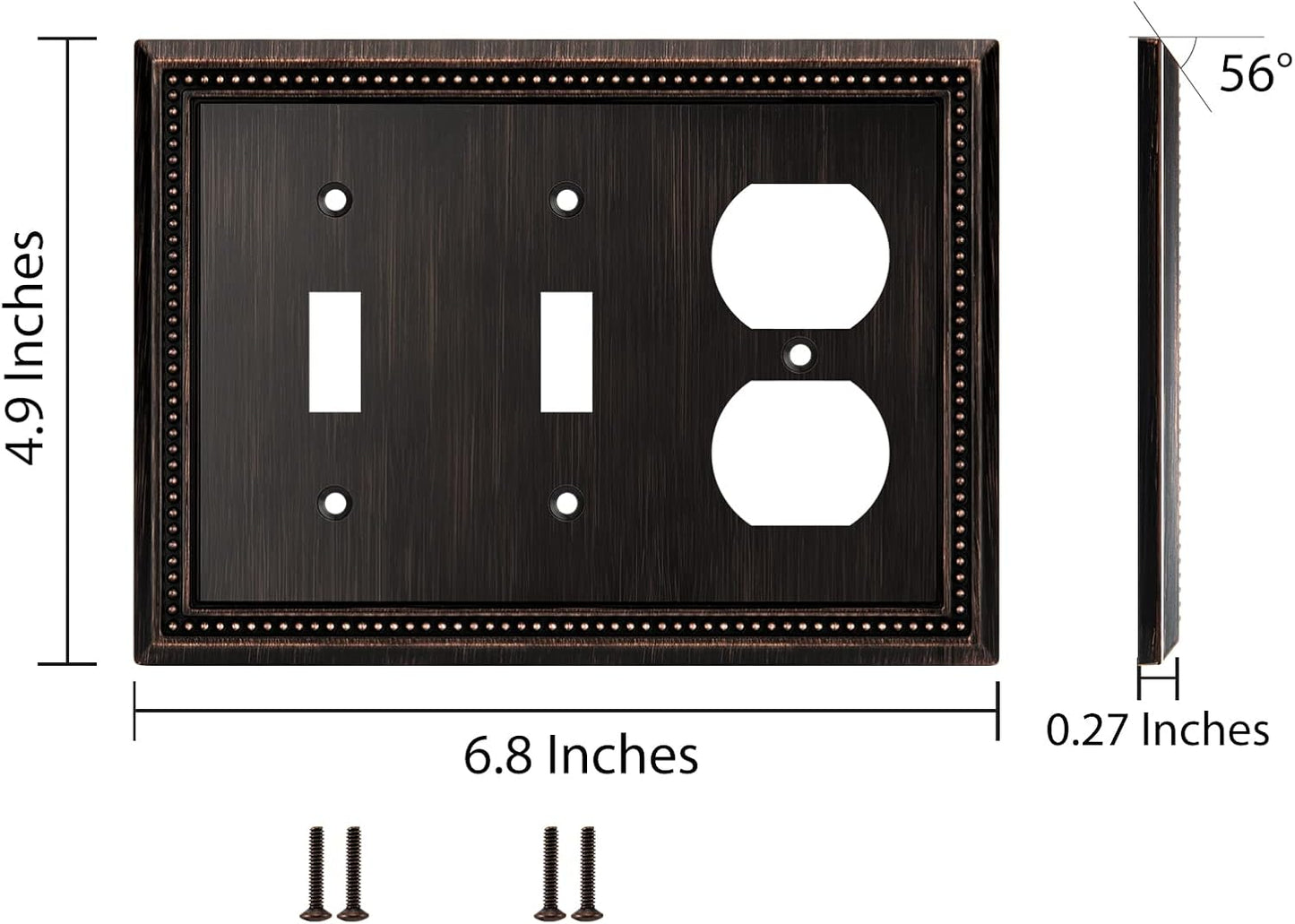 Henne Bery Sunken Pearls Heavy Duty Decorative Wall Plate Switch Plate Outlet Cover (Double Toggle/Single Duplex, Aged Bronze)
