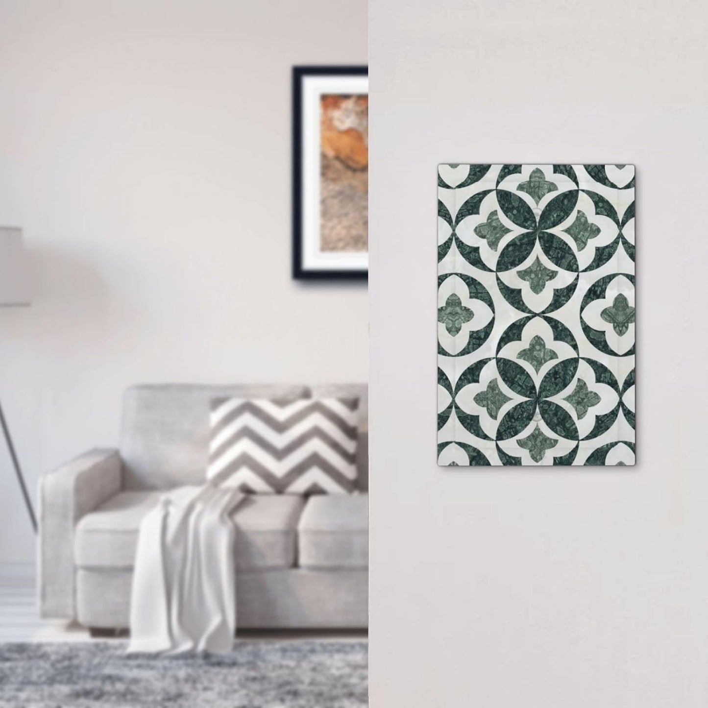Green Luxury Modern Cubic Marble No Device Single Blank Decorative Light Switch Covers Electrical Faceplate Switch Plates for Bathroom Kitchen Home