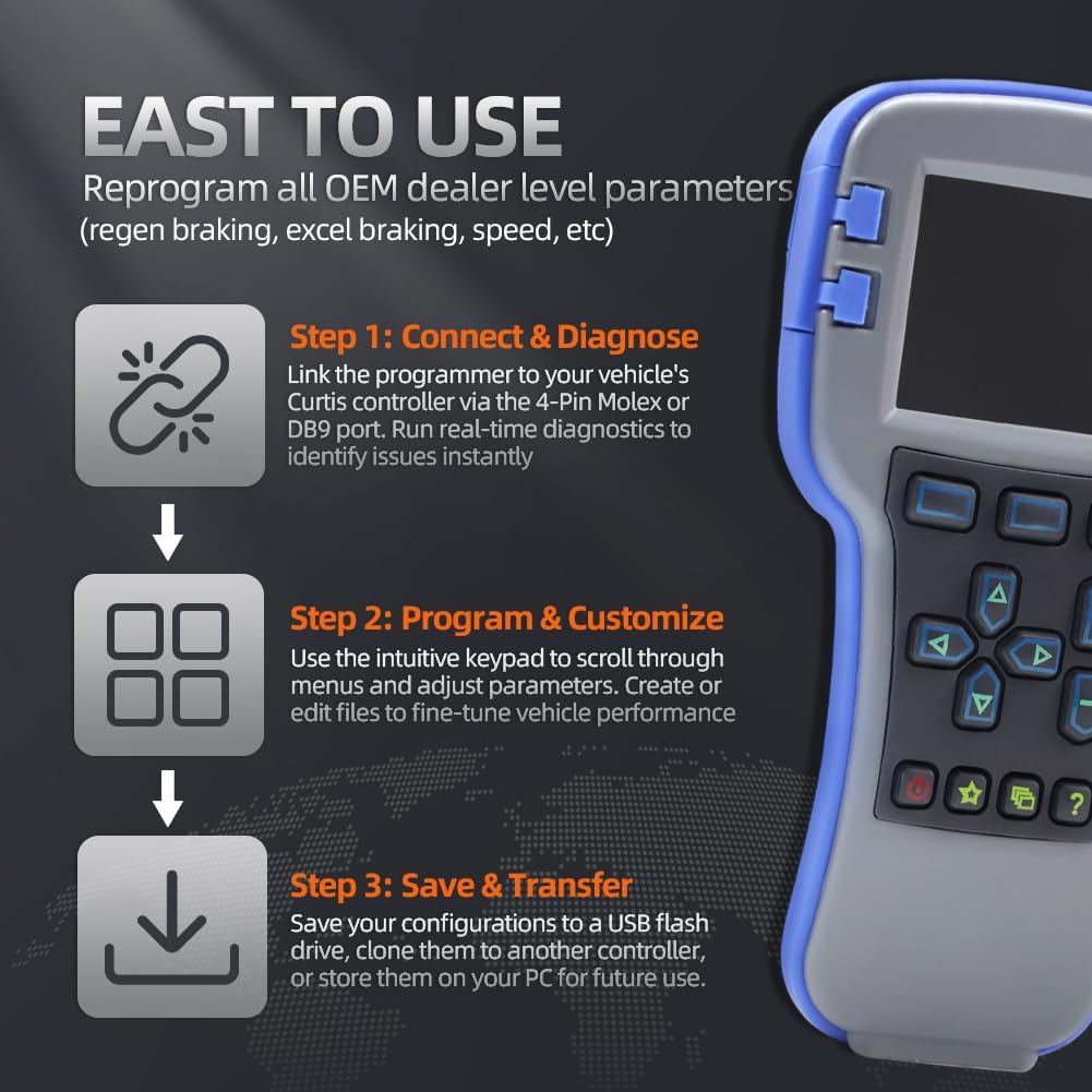 1313-4331 Handheld Programmer for Curtis, OEM Level Handset Programmer Universal Diagnostic & Programming Tool Compatible with 1313-4331, 1313-4431 for Forklifts, Golf Carts, Pallet Jacks, AWP
