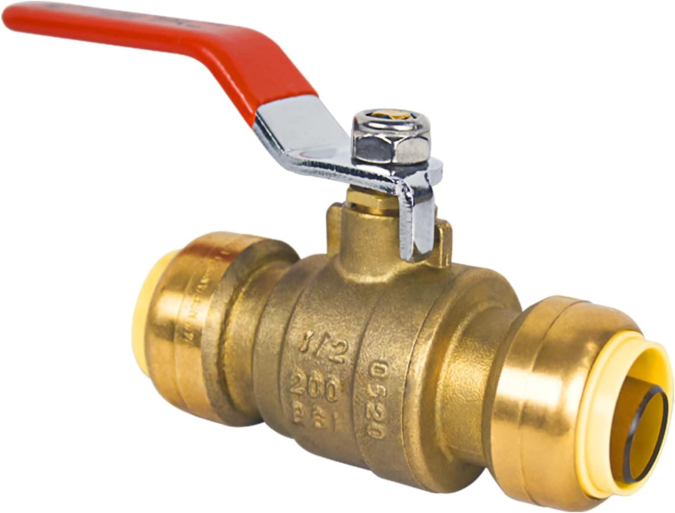 (Pack of 5) AB 1/2 Inch Push Fit Ball Valve, 1/2 Inch Water Shut Off Valve with Disconnect Clip, Full Port Push Connect Ball Valve for Copper, CPVC,PE-RT and PEX Pipe, UPC Certified