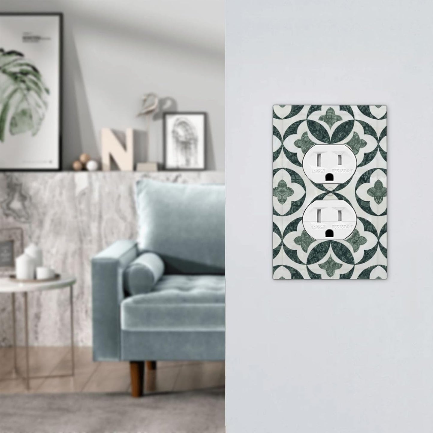 Green Luxury Modern Cubic Marble Cubic Marble Duplex Outlet Decorative Light Switch Covers Electrical Faceplate Switch Plates for Bathroom Kitchen Home