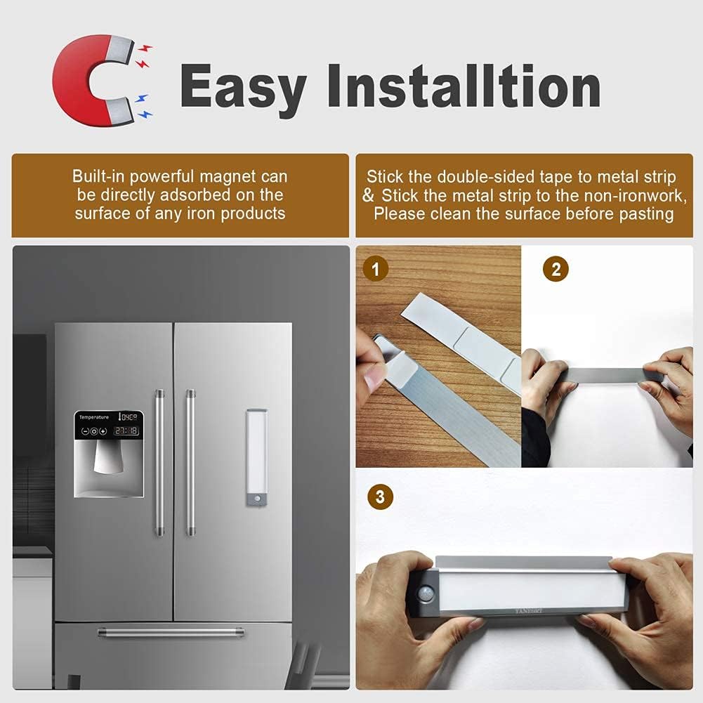 2 Pack Rechargeable Under Cabinet Lights with Motion Sensor - 30 LED 10 Inch, Wireless USB-C Magnetic for Kitchen, Bedroom, Wardrobe Closet Lighting