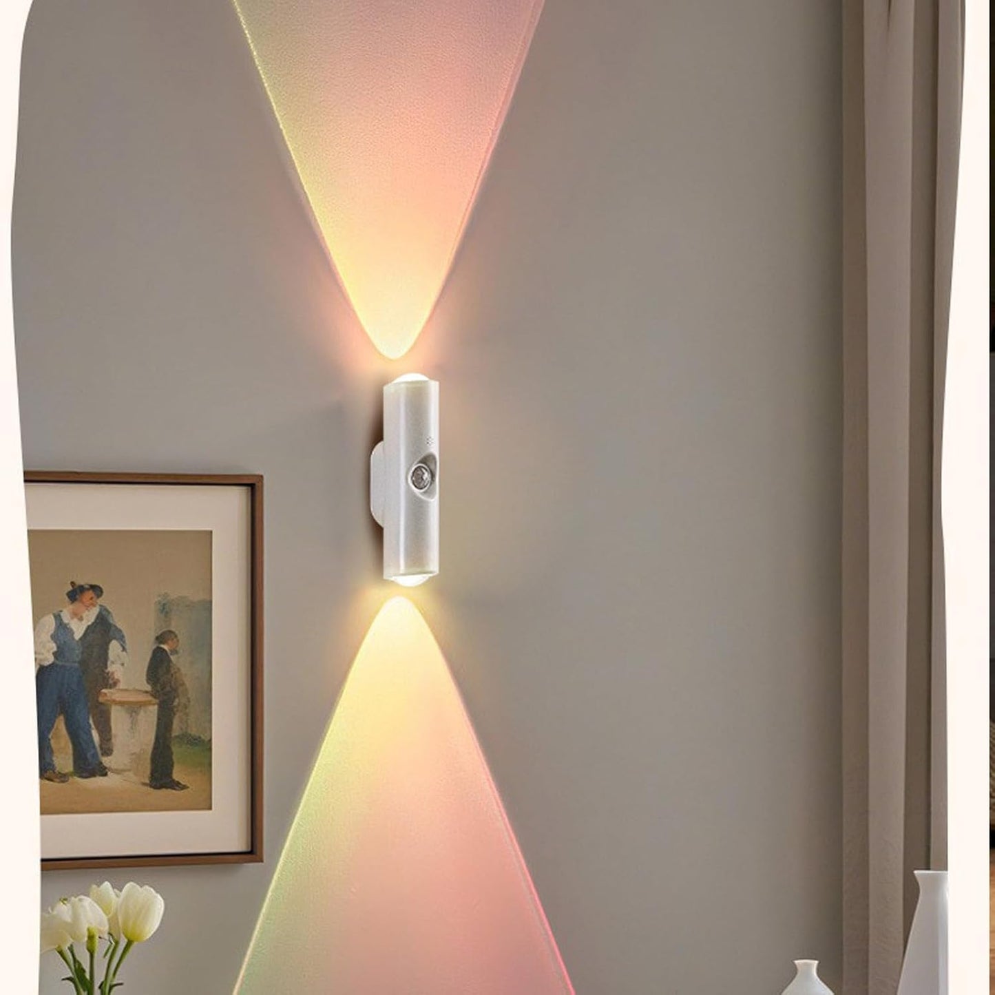 Rechargeable Smart LED Motion Sensor Ambient Light, Punch-Free Color Changing Motion Sensor Light for Stairs, Wardrobe, Cabinet (4Pcs,Black, 7-Color Changing)