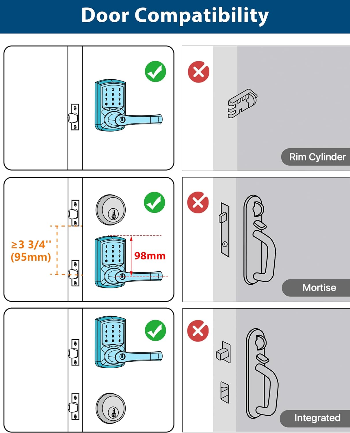 HIDALIFE Keyless Entry Door Lock, Electronic Keypad Door-Lock with Handle, Touchscreen, Auto-Locking, Anti-peep Password, Easy to Install for Front Door, Home, Office, Satin Nickel