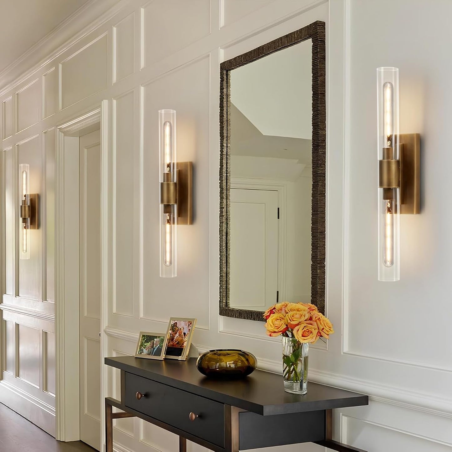 24.8" L Minimalist Style Wall Sconces Set of 2, Brass Wall Lights Fixtures Morden Cylinder Wall Light for Bathroom Vanity Light Indoor Wall Mounted Lamps for Living Room,Bedroom,Hallway