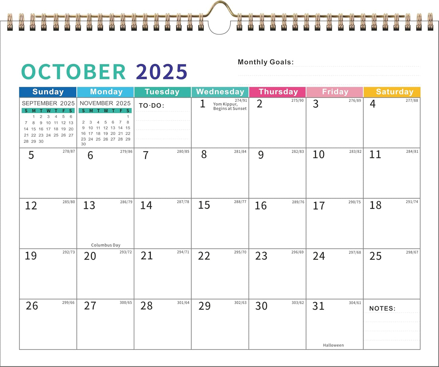 2025-2026 Wall Calendar – Runs 18 Months Until December 2026, Vibrant Monthly Planner with Julian Dates & Spacious Blocks, Durable Thick Paper, Ideal for New Year or Christmas Gift