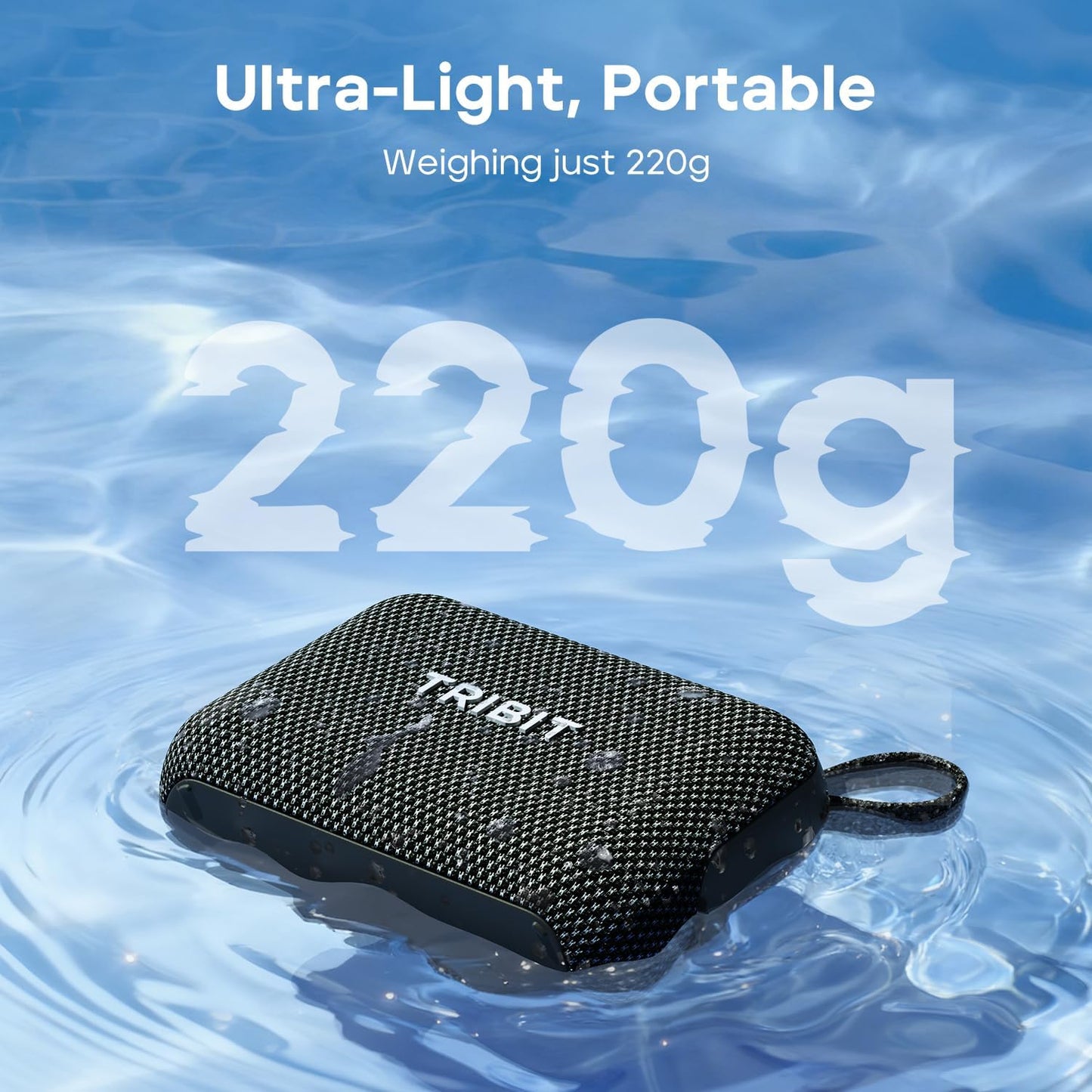 Tribit PocketGo Portable Bluetooth Speaker, 20H Playtime, IP68 Waterproof/Dustproof, Wireless, BT6.0, Shower, Powerful Sound, Custom EQ, TWS, Support TF Card, Floatable, Type-C, Travel/Outdoors (Blue)
