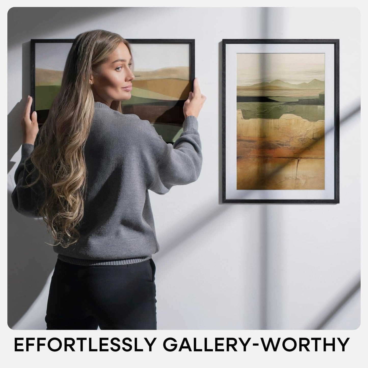 Homeforia Black Wood A0 Frame, High End Oak 33.1 x 46.8 Black Wooden Poster Frames Matted to 23.4 by 33.1 inches Photo, A0 Size Large Wood Picture Frame with Mat A1, Tempered Glass, Wall Kit, Set of 1