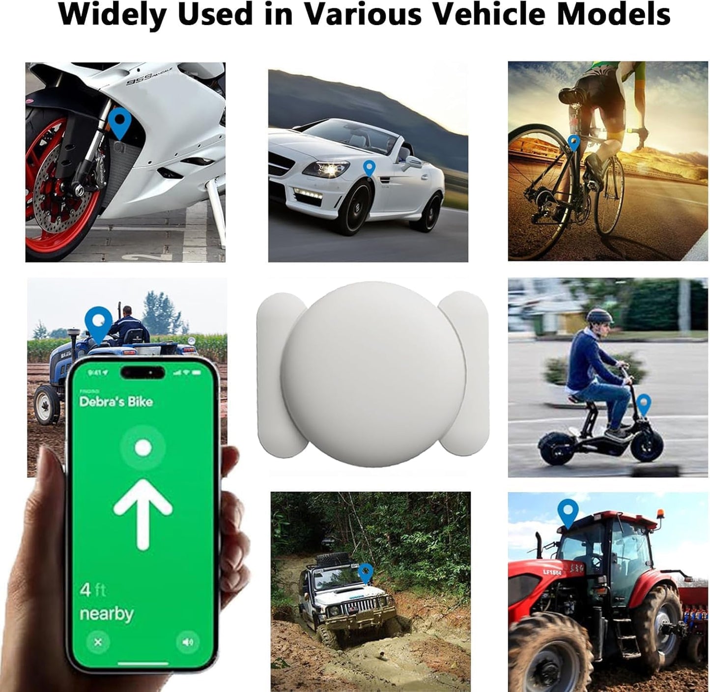 Mini Car GPS Tracking Device for Cars, Vehicles, 1PCS Real Time GPS Tracker for Vehicles Work with Find My (iOS Only), Hidden Car Tracker with Magnetic Case, No Monthly Fee (White)