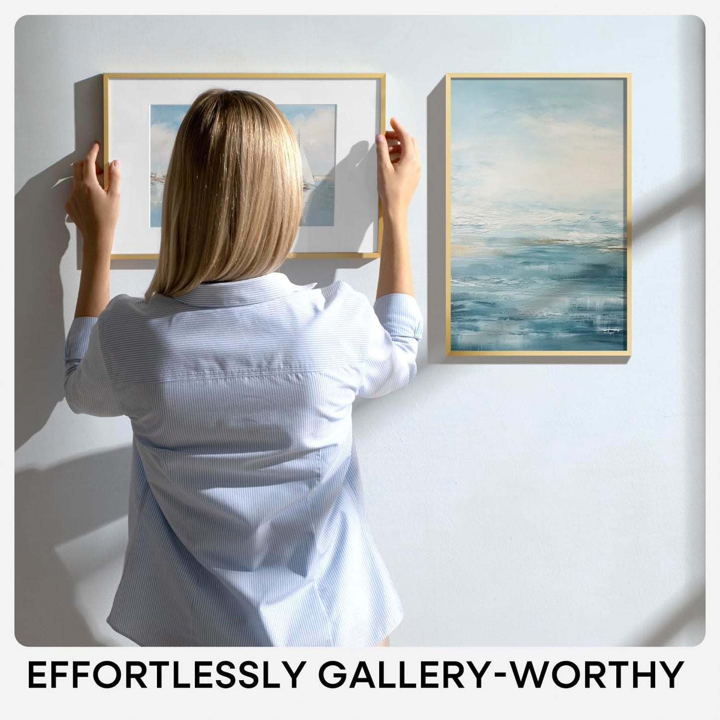 Homeforia 19.25x26.75 Gold Puzzle Frame, High End Metal 19.25 x 26.75 Picture Frames without Mat, 26.75x19.25 Thin Poster Frame for Wall, 19.25by26.75 Puzzle Frames, Tempered Glass, Wall Kit, Set of 1