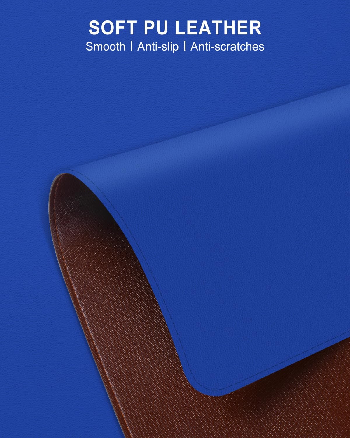 Heated Desk Pad, 31.5" x 13" Leather Non-Slip Warm Desk Pad, Large Mouse Mat with 3 Levels Heating & 3 Hours Auto Shut-Off, Hand and Foot Warmer for Office, Home, Navy Blue