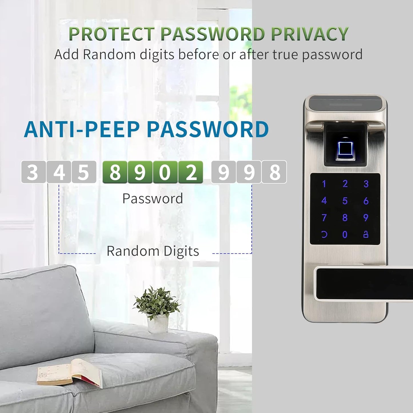 Harfo Smart Door Lock, Heavy Duty 5 in 1 Keyless Entry Door Lock, Full App Control Digital Keypad Lock, Reversible Handle with Fingerprints and Passcodes for Family/Office/Apartment (Satin Nickel)
