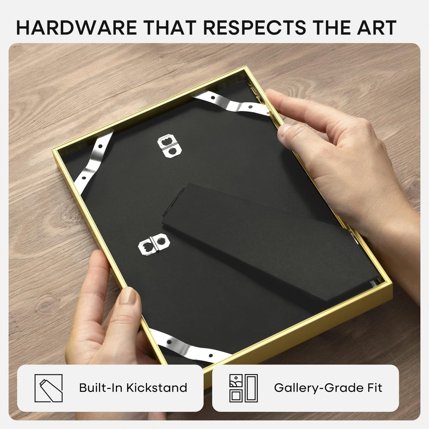 Homeforia 5x7 Picture Frame Gold, High End Metal 5 x 7 Gold Frames with Mat 4 x 6 for Print, 5by7 Desk Frame Matted to 4x6 inch Photo, 5 by 7 Wall or Tabletop Frame, Tempered Glass, Wall Kit, Set of 2