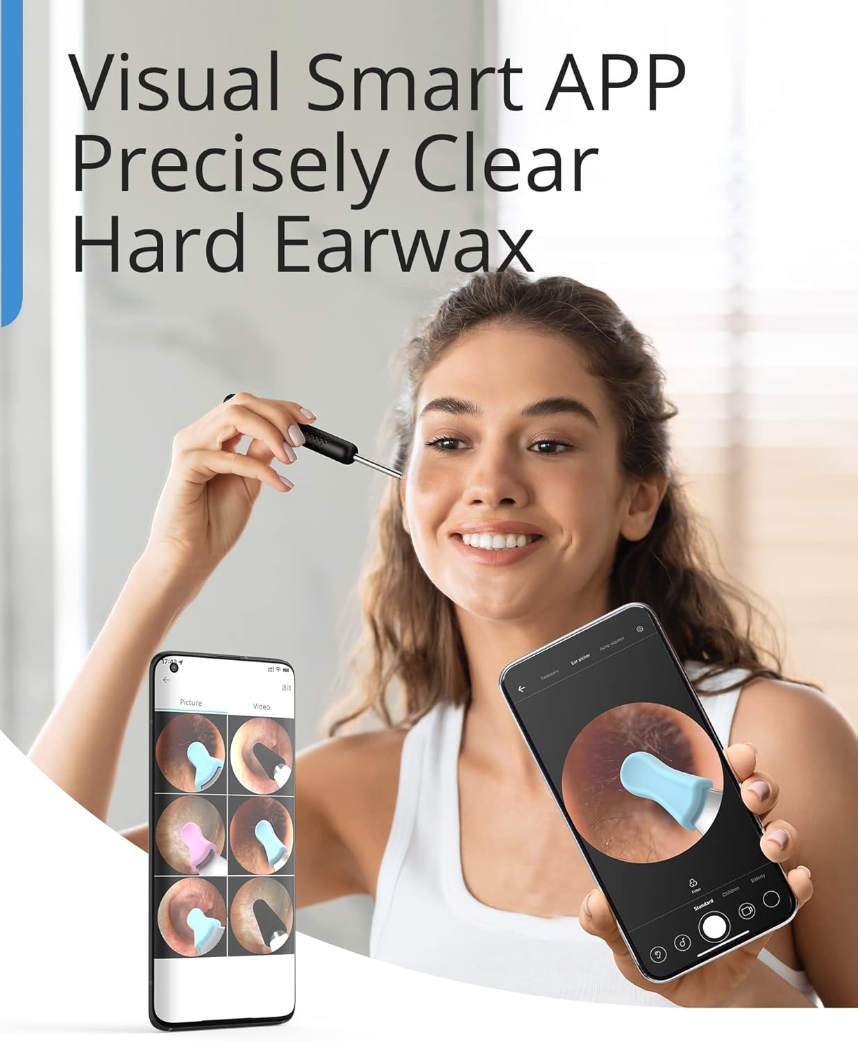 BEBIRD Ear Wax Removal Tool with HD Camera - R1 Upgraded Smart Visual Ear Cleaner with Otoscope, Ear Viewer with 6 LED Light & Multi Replacement Tips for Cleaning Earwax & Inspection Kits