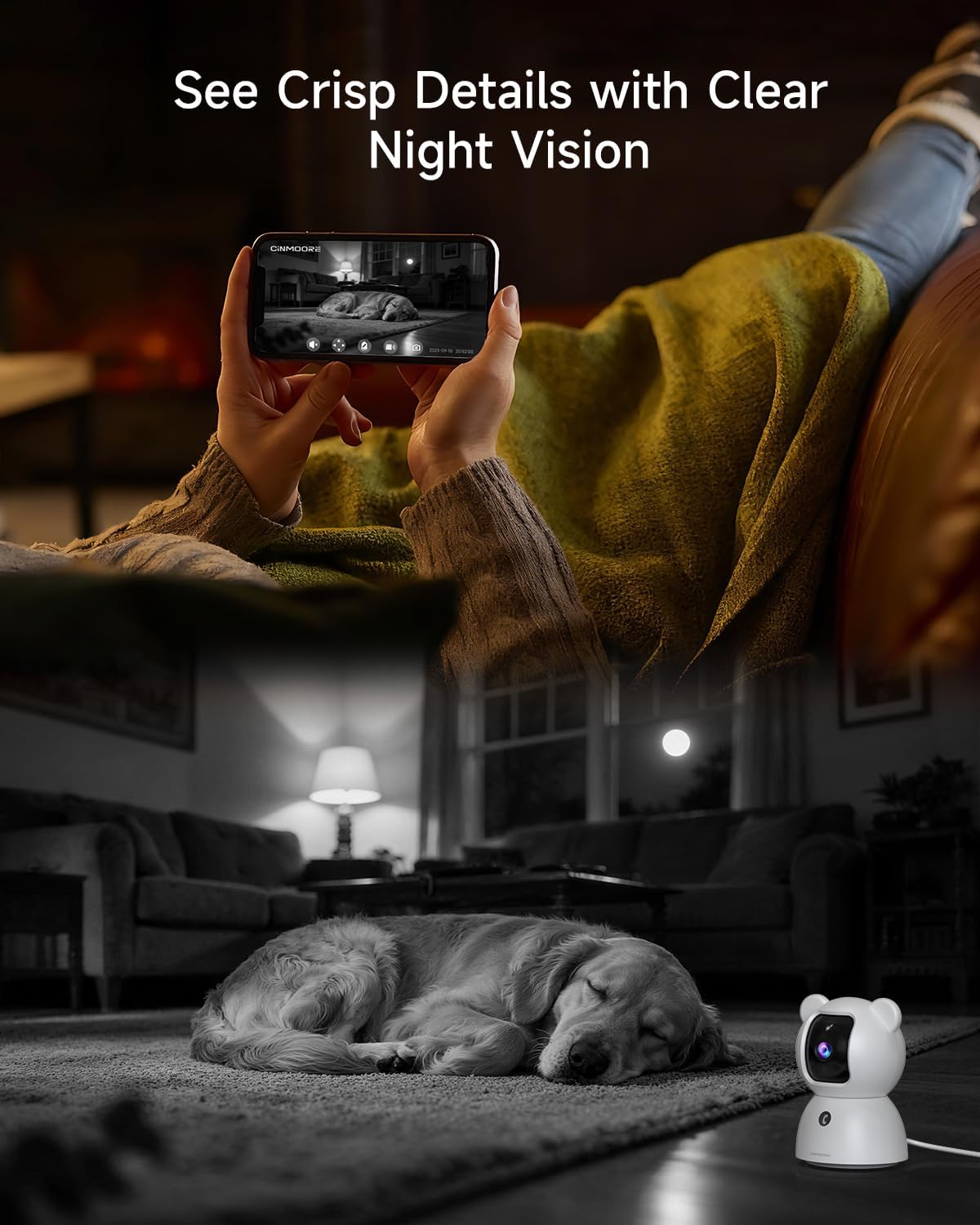 2.5K Cameras for Home Security, Non-Subscription AI Human/Pet/Crying Detection, 4MP Dog/Cat/Pet Camera Indoor with Phone App, Pan Tilt 2.4G WiFi Indoor Cameras, IR Night Vision, 2-Way Audio, 2 Pack