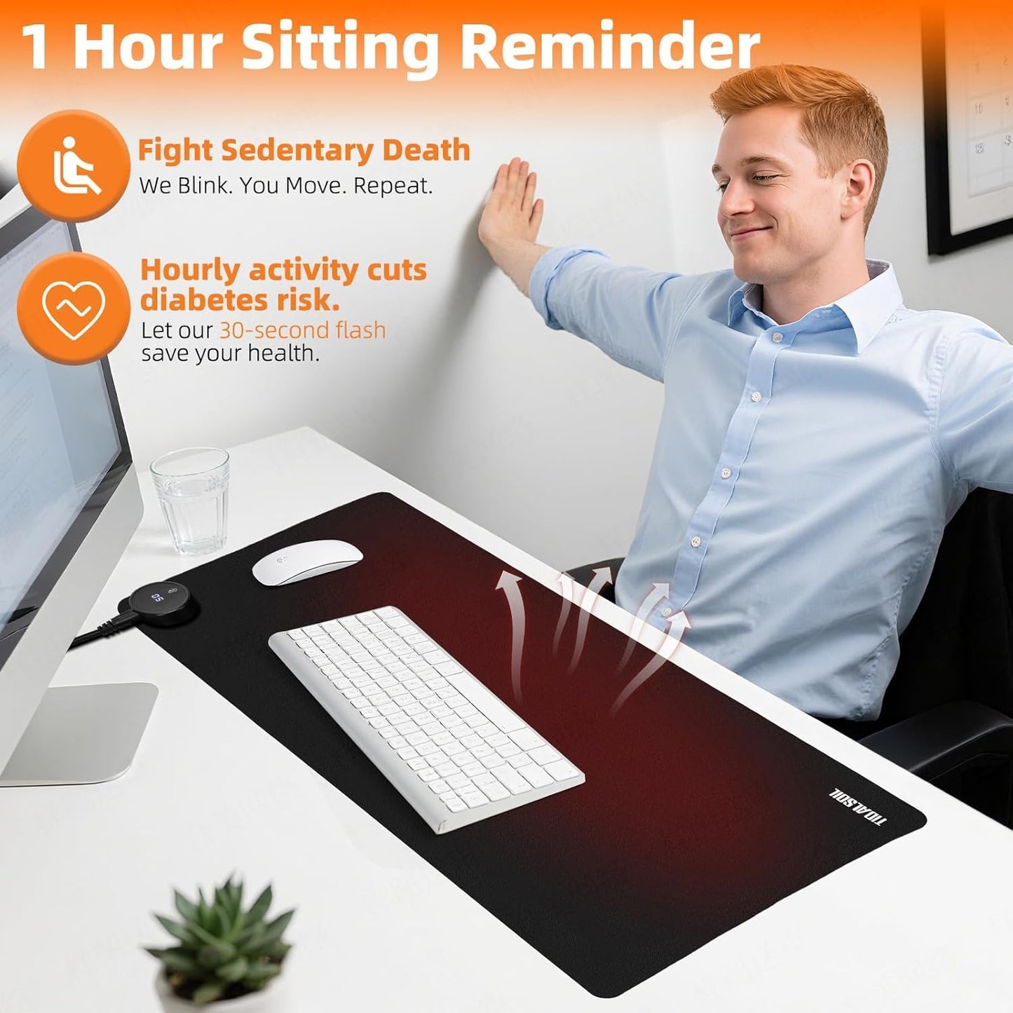 Heated Desk Pad, 31.5"×13" PU Leather Mouse Mat with Digital Temp Display, 3-Level 122℉ Warmth, 4H Auto Shut-Off, Waterproof Non-Slip Office & Home Heating Mat