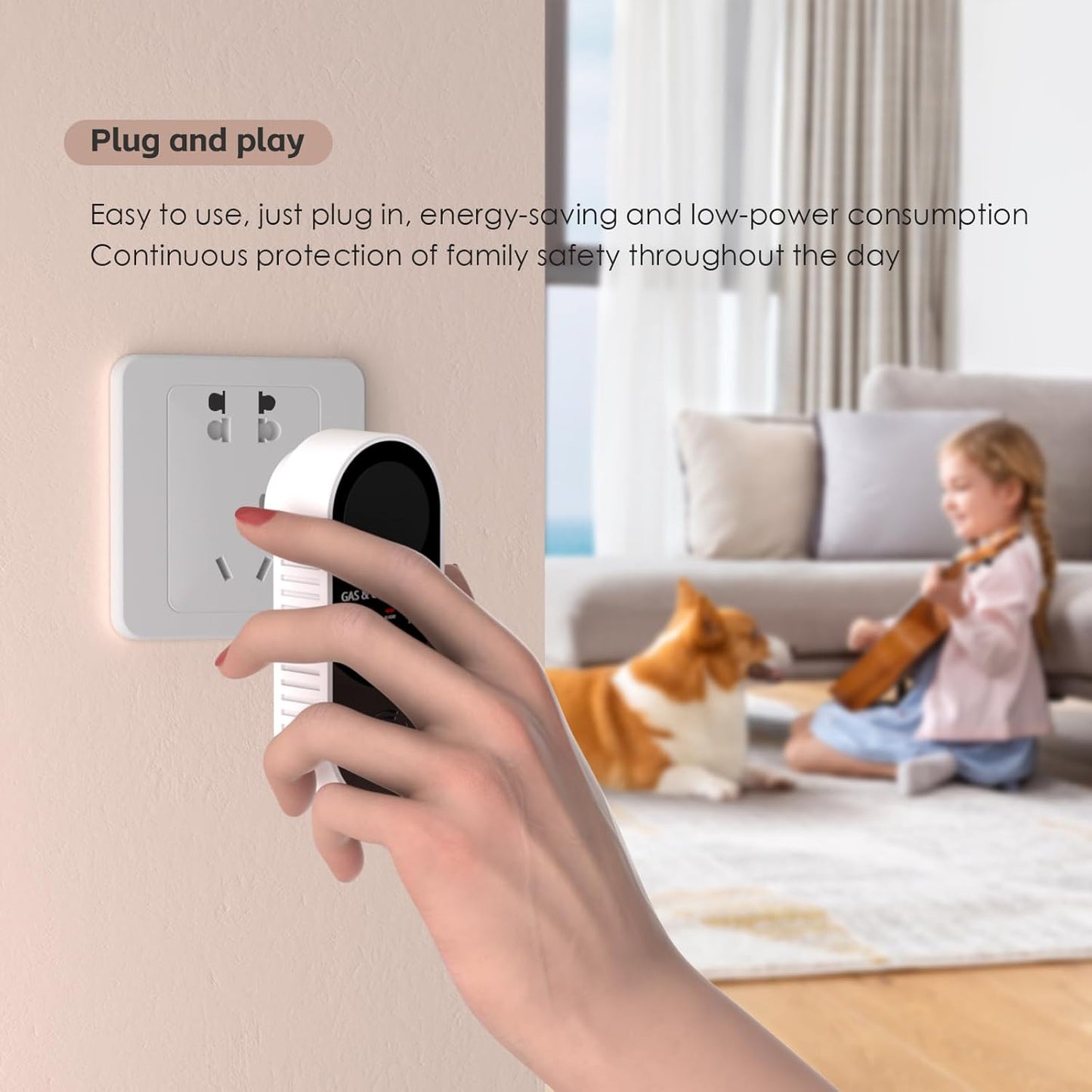 Natural Gas Detectors &Plug in Carbon Monoxide Detector, 4 in 1 Co and Gas Detector Temp Humidity Monitor,Propane, LPG, Gas Detector for Home,Kitchen,Hotels,RV.(1 Pack)