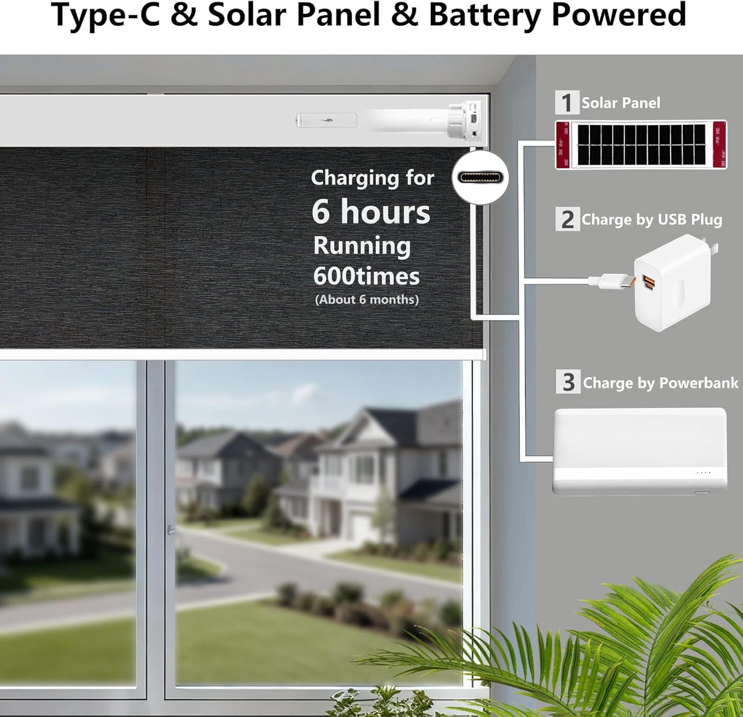 Smart Motorized Blinds – 70% Blackout Roller Shades with Remote, Alexa/Google Home/Siri Control, Matter Compatible, Wireless Rechargeable Battery, Custom Sizes for Windows & Sliding Doors