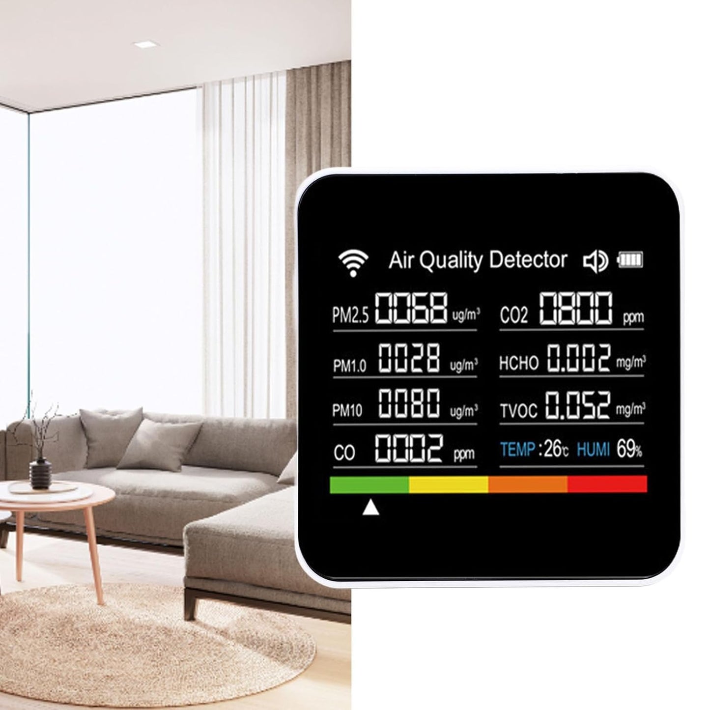 14 in 1 Smart Air Quality Monitor, PM2.5 Air Quality Tester with APP Connection for Home Office Travel