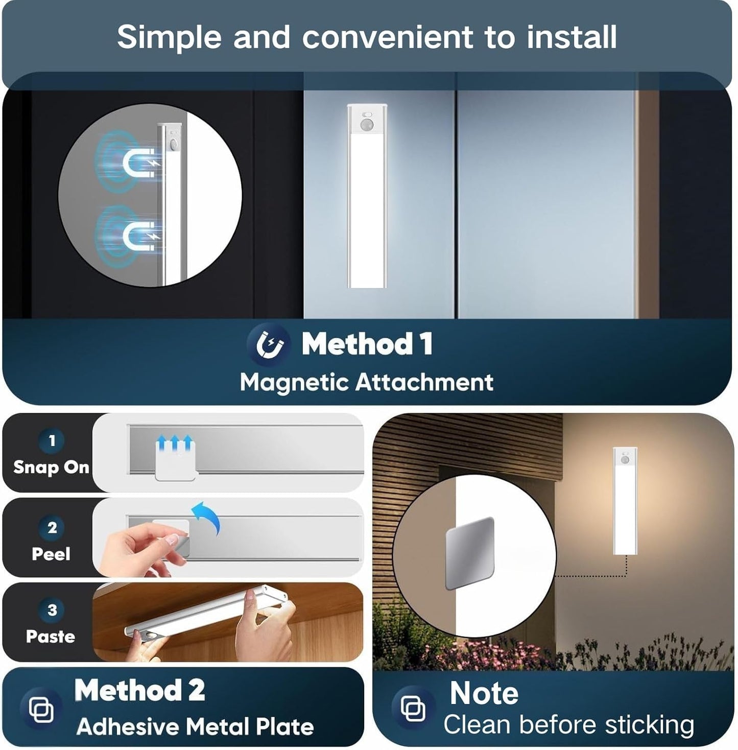 Motion Sensor Under Cabinet Lighting-Magnetic Rechargeable Closet Lights for Kitchen,Stairs,Wardrobe | 3-Color Dimmable LED Under Counter Lighting | Pro Battery Upgrade (1, 16 inch)
