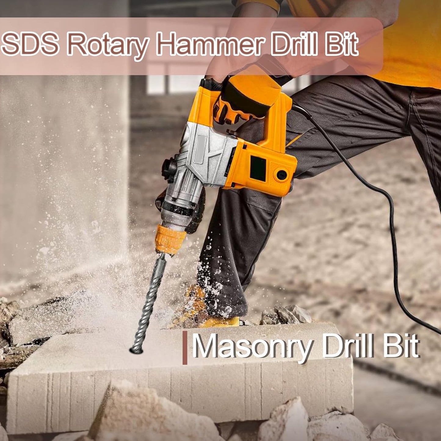1 x 8.25 inch( 25x210mm ) SDS Plus Masonry Drill Bit, Rotary Hammer Drill Bit,Concrete Drill Bit for Concrete, Brick, Block,1 x 5.75 x 8.25 inch
