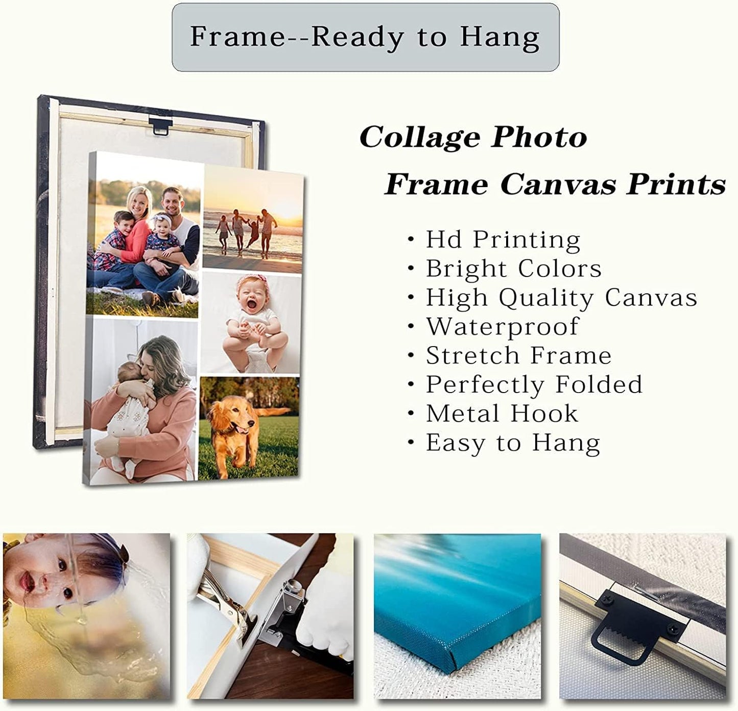 10 Picture Collage Canvas Prints Personalized Multi Photo Wall Art Custom Your Image to Canvas Customized Family Gifts Home Decor (Collage Photo-7, Framed)