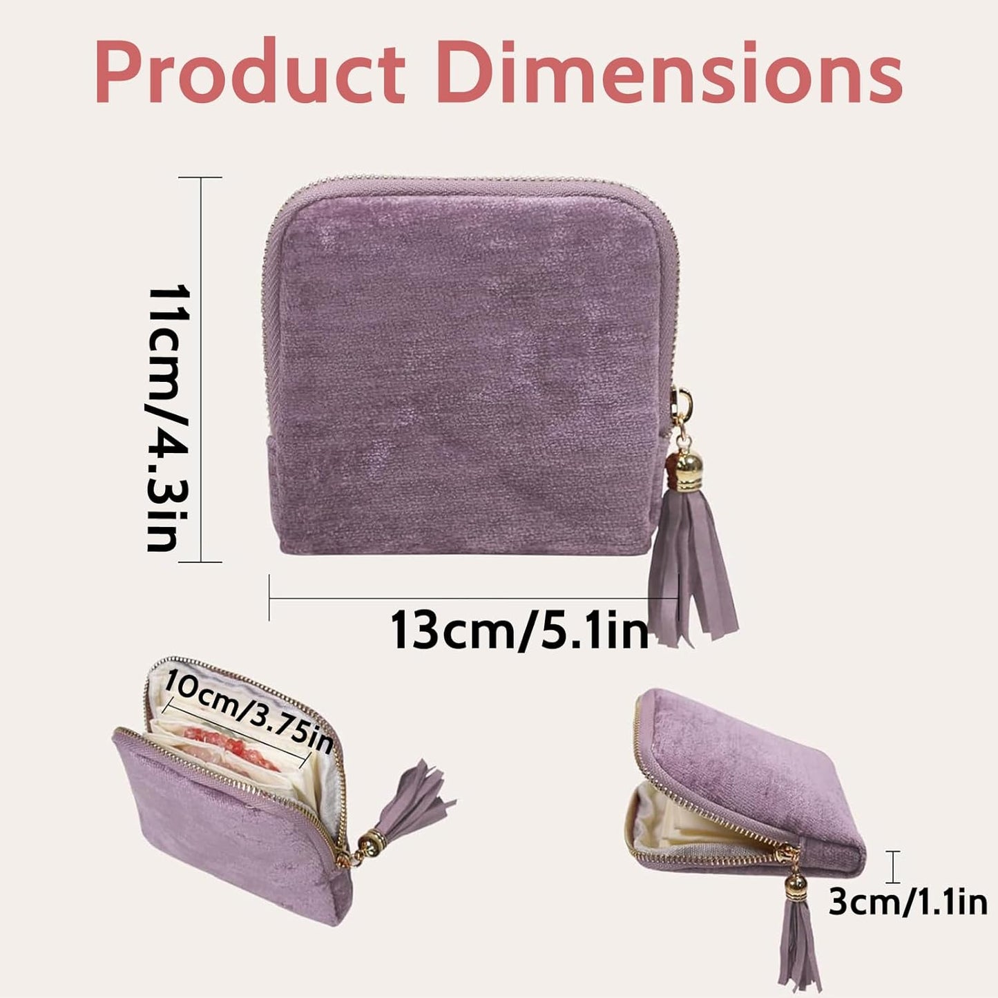 Stuffdatas Travel Jewelry Case, Stuffdatas Bags, Small Jewelry Travel Pouch Mini, Travel Jewelry Organizer Pouch Velvet, with 5 Compartments (3PCS-E)