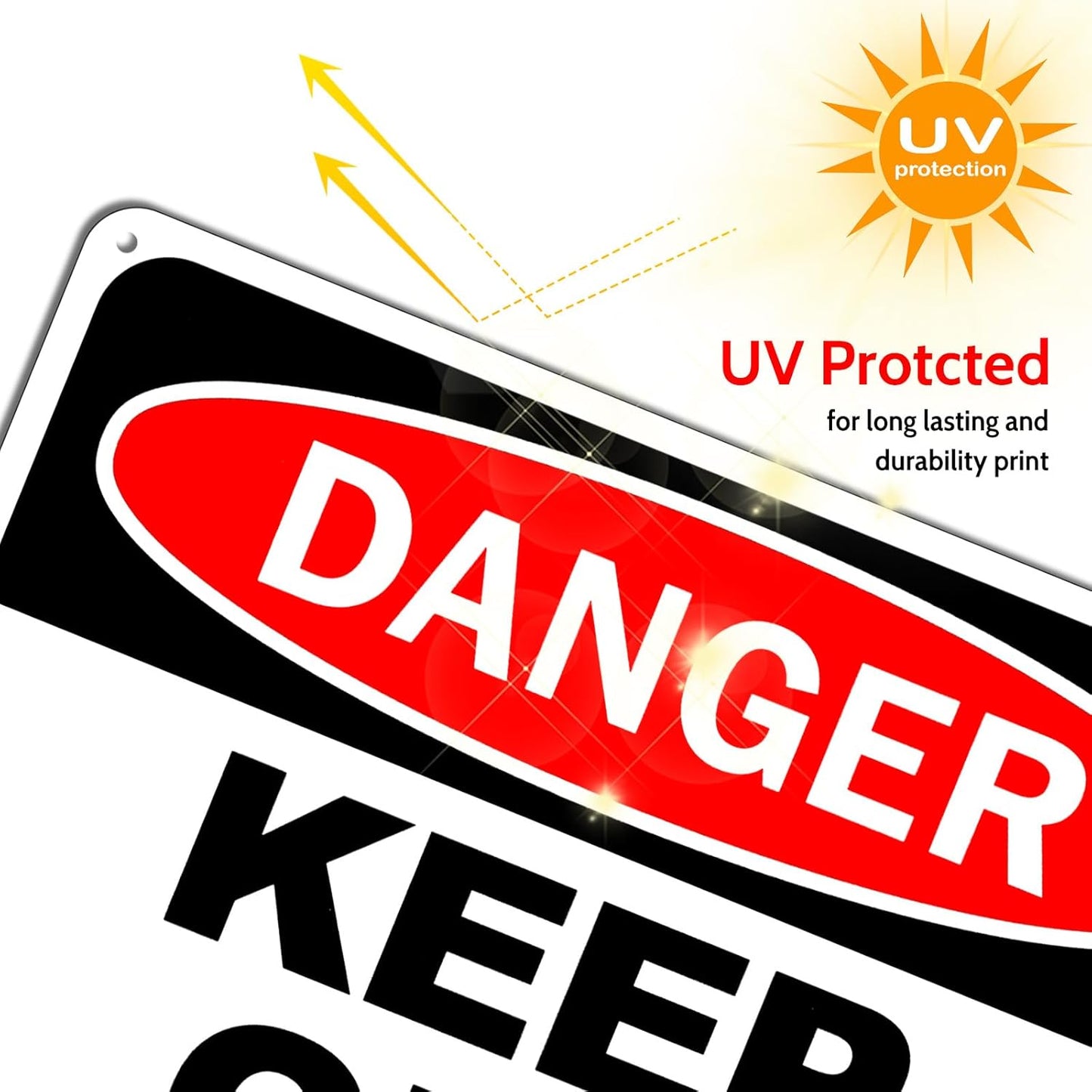 2 Pack Danger Keep Out Sign, 10"x 7" Rust Free Reflective Aluminum Metal Sign, Fade Resistant, Waterproof, Easy to Mount