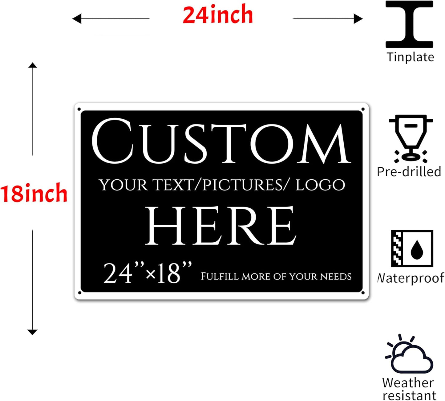 Custom Sign, personalized metal sign,Aluminum Weatherproof Metal Sign Multiple Sizes, Reflective,Customize for Office, Business, Workplace, office, Home, Delivery Signs(24 * 18 Inch)