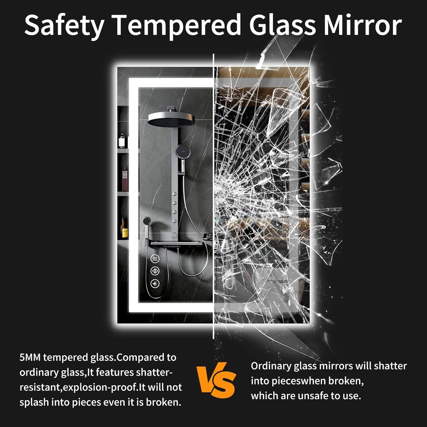 20"x28" LED Bathroom Mirror with Lights, Dimmable,Anti-Fog,Bathroom Vanity Mirror for Wall, Backlit + Front Lit, Memory Function, Shatter-Proof,Tempered Glass