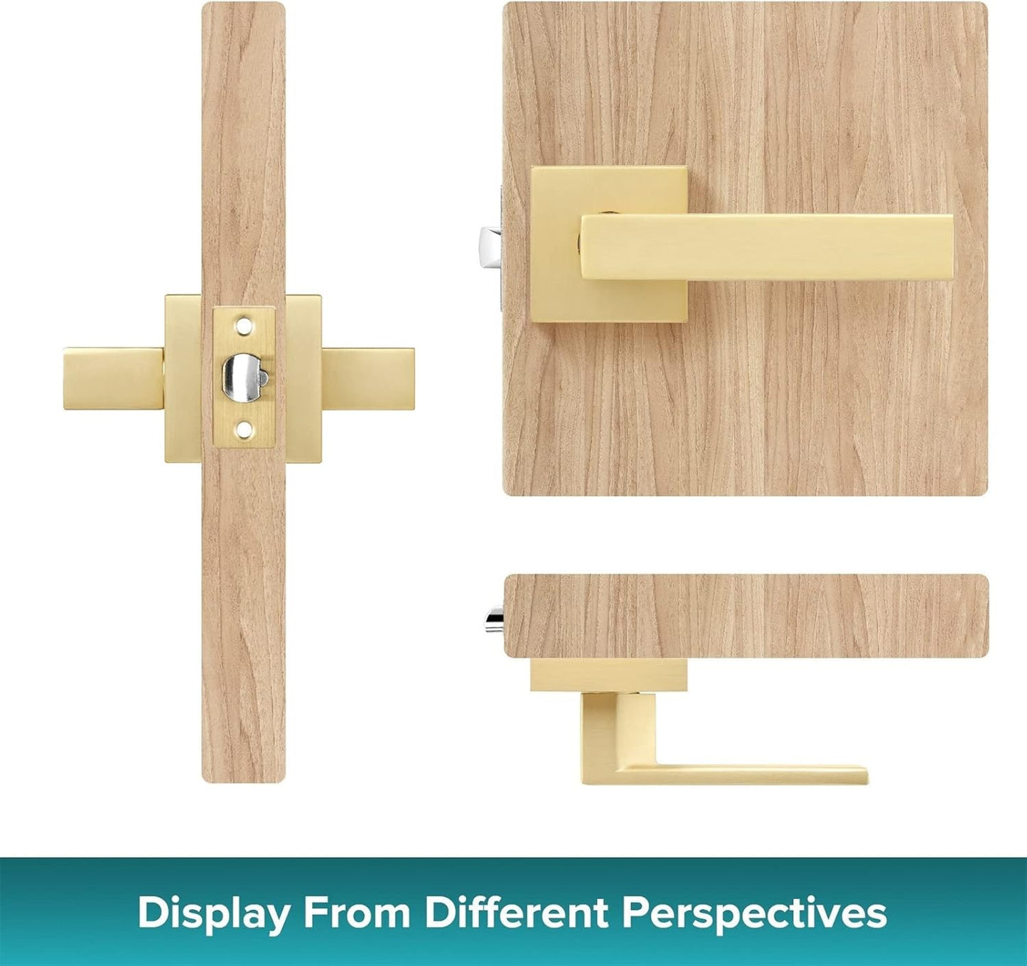 1 Pack Brushed Brass Closet Door Knobs Stain Brass Gold Door Handles Interior for Home Hallway or Closet
